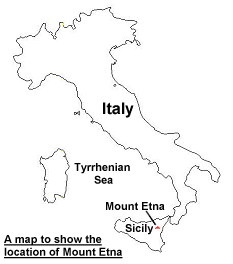 [Map showing the location of Mount Etna]