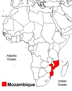 [A map to show the location of Mozambique in Africa]